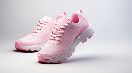 Pink sports shoes on a white background