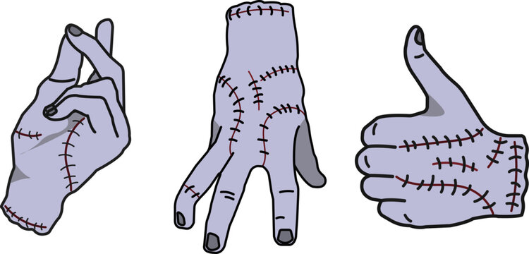 set of vector zombie hands in different positions. halloween monster hands isolated on white background. wednesday thing illustration