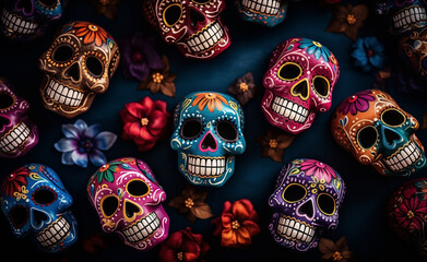 Day of the Dead Background, Halloween Dia De Los Muertos.