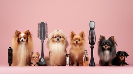 Using grooming brushes for pets to create colorful compositions