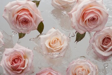 pink roses in water background Gererative ai