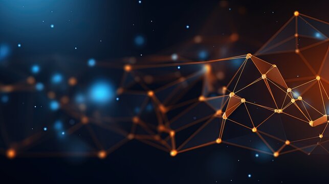 Tech network with low poly mesh background