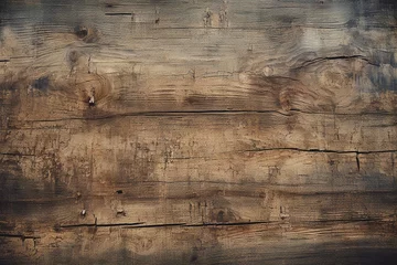 Foto op Canvas texture of old cracked wood with knots, generative AI © Paulina