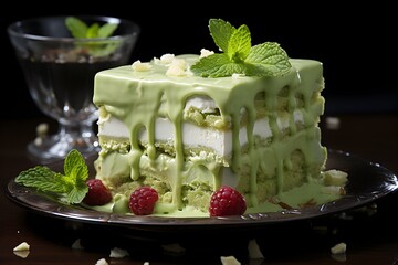 Sweet and earthy matcha-flavored masterpiece layered dessert