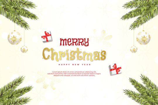 Merry Christmas xmas wishing or greeting card banner or poster design vector template