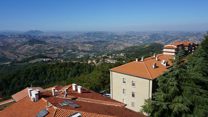 San Marino city view. Stone street and old walls in San-Marino, Italy.