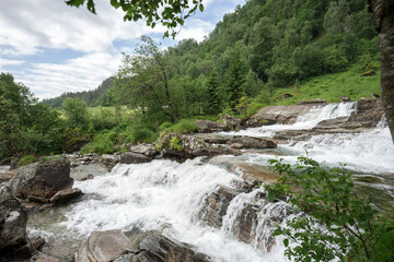 Fototapeta na wymiar Waterfall in Norway. Tvindefossen
