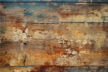 Fototapeta premium texture of old destroyed cracked wooden boards with knots painted with old colorful cracked paint