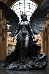 Goddess of victory Nike sculpture with wings