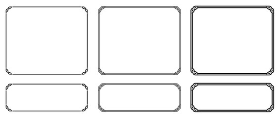Vector EPS border frames. Shapes on white background. For laser cutting, as elegant vintage web banners, doorplates, store signs, signboards, or labels 