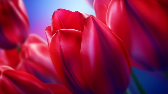 Beautiful red tulip flower tulip bulbs wallpaper image Ai generated art
