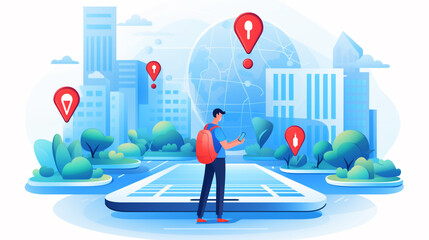 Geofencing and location based marketing concept illustration. With GPS and geo targeting,