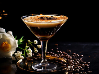 Espresso coffee cocktail served with elegance