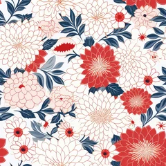 Möbelaufkleber Japanese Floral Seamless Pattern, Flower Digital Paper, Floral Prints, Flowers Background, Flower Digital Paper, Floral Digital Paper,Spring © Nattadesh