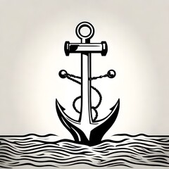 A minimalist drawing of a boat anchor SUITABLE FOR T-SHIRT ART or FLASHART for a tattoo design