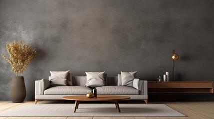 Contemporary Gray: Sophistication and neutrality Home Interior Backdrop, Mockup Style, Template - obrazy, fototapety, plakaty