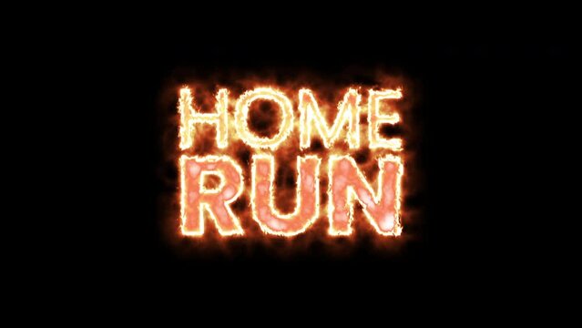 home run fire animation text. Fire Burning text promo animation. 4K motion animation.