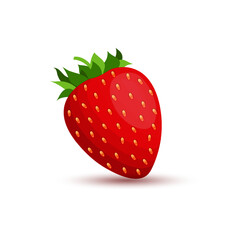 Illustration of red organic strawberry fruit on white background