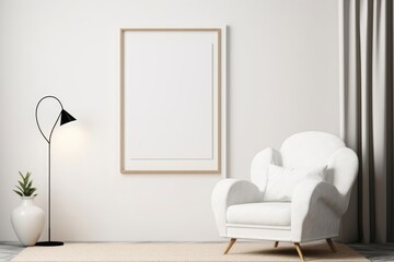 mockup frame in modern living room interior, 3d render, Generative AI