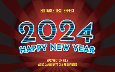 2024 Happy new year editable text effect design - obrazy, fototapety, plakaty