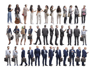 Diverse people standing and waiting - Powered by Adobe