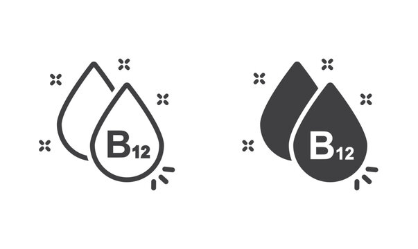 Vitamin B12 icon in form simple line water drop.