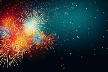 Fototapeta na wymiar Abstract mix colored firework background with copy space, generative ai