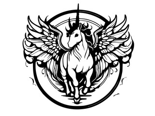 illustration of unicorn design with wings