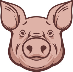 Illustration of a pig head isolated on white background. Pork meat. Design element for poster, menu ,card.
