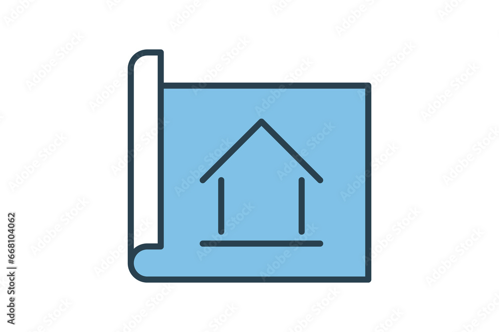 Poster blueprint icon. icon related to construction. suitable for web site, app, user interfaces, printable