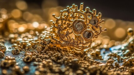 Festive Glimmer: Sparkling Christmas Decorations in a Golden Winter Wonderland, generative AI