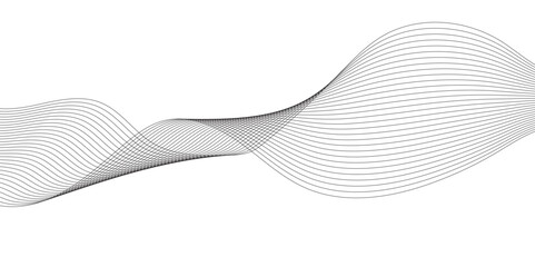 Abstract wavy technology curve lines on transparent background isolated. Grey wave swirl, frequency sound wave, twisted curve lines with blend effect. Abstract business wave lines. vector illustration