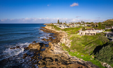 Fototapeta premium Aerial view of Hermanus coast, in Western Cape, South Africa