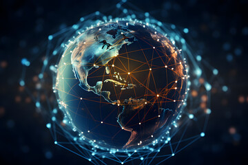 Global connected world, worldwide data network and transfer
