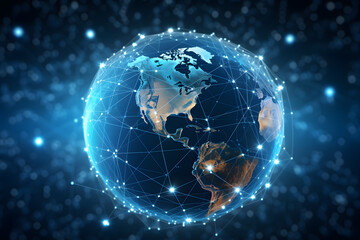 Fototapeta na wymiar Global connected world, worldwide data network and transfer