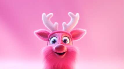 Christmas colored drawing pink deer animals picture Ai generated art
