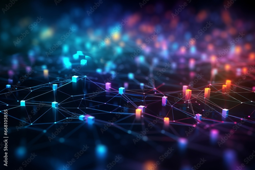 Poster abstract dark blue background. network connection structure. grid.