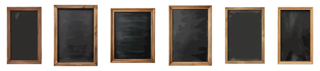 Poster Blank chalkboard in wooden frame vector set isolated on white background © Diana