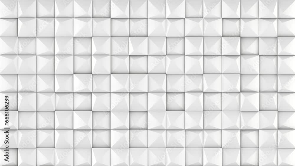 Poster convex white square cubes star geometric tile background. bulging digital mosaic pattern. creative 3
