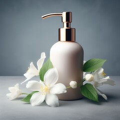 spa still life cosmetic cream and flower cosmetic background