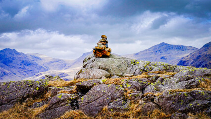 summit cairn in the mountains