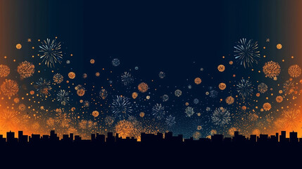 Night sky background with fireworks for a new year celebration  - obrazy, fototapety, plakaty