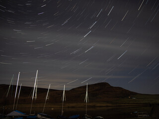 Star trails over Embsay Reservoir