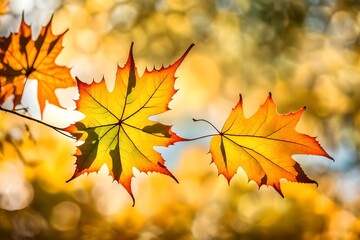 Naklejka na ściany i meble autumn leaves in the sun