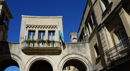San Marino city view. Stone street and old walls in San-Marino, Italy.