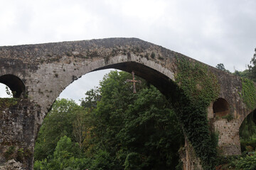 Roman Bridge of Cangas de Onís, town in Asturias (Spain)