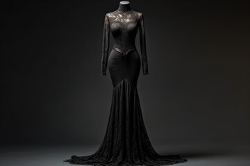 Black evening dress on the mannequin - obrazy, fototapety, plakaty