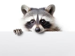A raccoon holding a blank white board. Free space for text