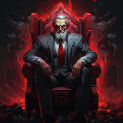 demon king as a businessman on a throne