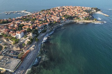 Drone view of Nesebar in Bulgaria